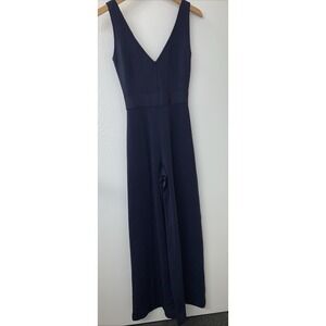 Herve Leger Navy Blue Bandage Jumpsuit Sleeveless V-Neck Bodycon‎ Size S